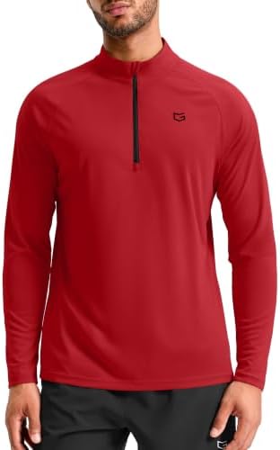 Men's quarter zip running pullover, red