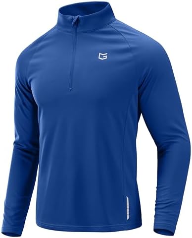 Men's quarter zip running pullover, royal blue