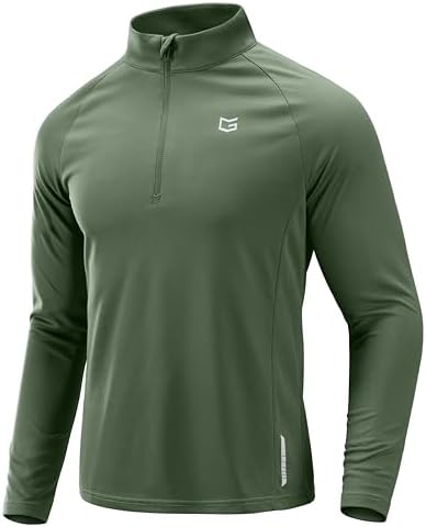 Men's quarter zip running pullover, sage green