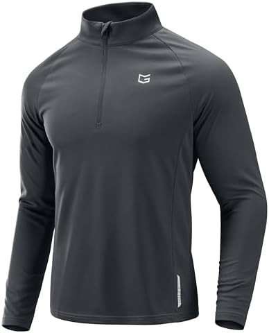 Men's quarter zip running pullover, smoke grey