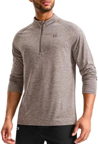 Men's quarter zip running pullover, taupe heather