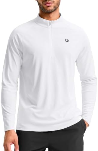 Men's quarter zip running pullover, white