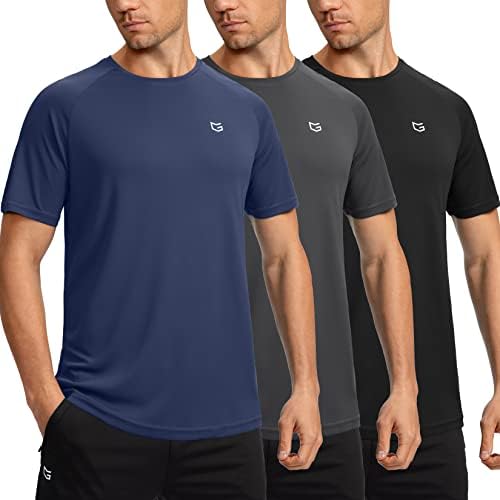 Men's quick dry gym tee, 3-pack black / grey / navy