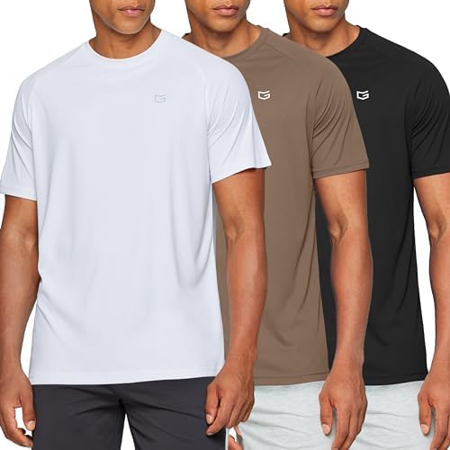 Men's quick dry gym tee, 3-pack black / white / brown