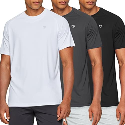 Men's quick dry gym tee, 3-pack black / white / grey