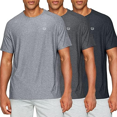 Men's quick dry gym tee, 3-pack heather carbon / heather black / heather