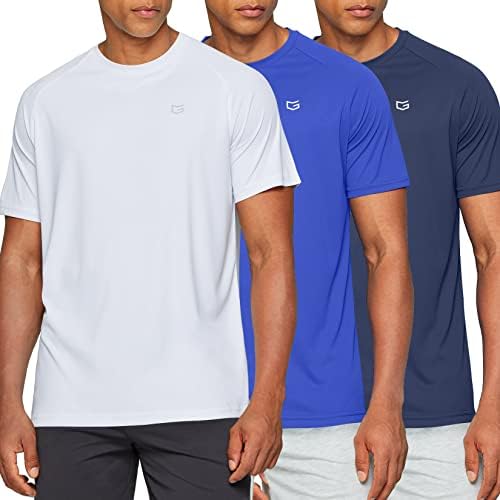 Men's quick dry gym tee, 3-pack navy / blue / white