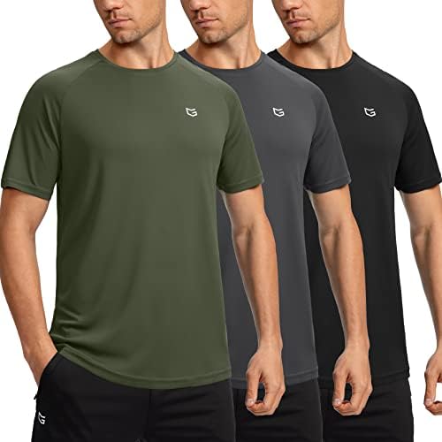Men's quick dry gym tee, black / grey / olive green