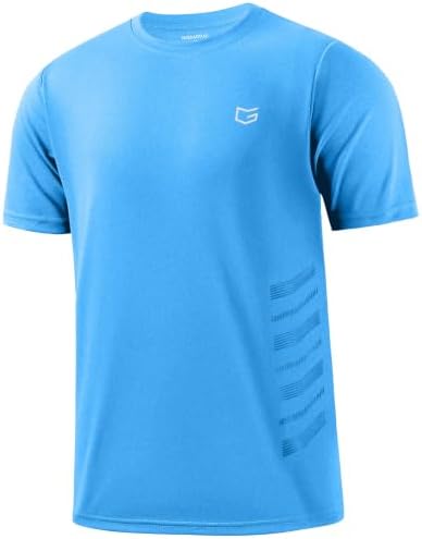 Men's quick dry running tee, sky blue heather