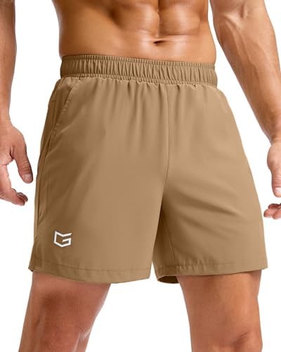 Men's running shorts, three inseams, dark khaki