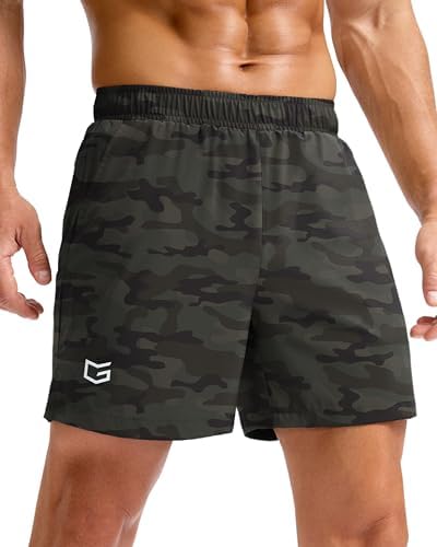 Men's running shorts, three inseams, green camo