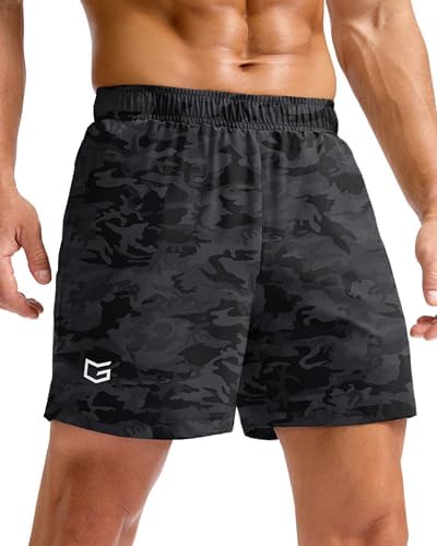 Men's running shorts, three inseams, grey camo