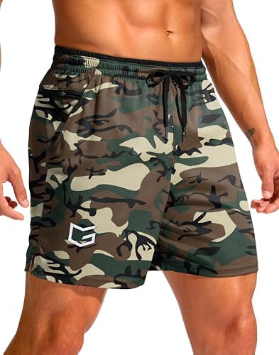 Men's running shorts, two inseams, green camo