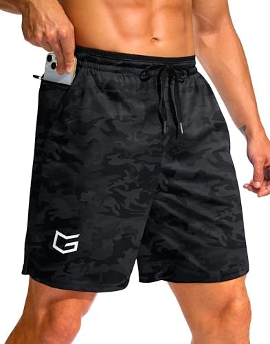 Men's running shorts, two inseams, grey camo