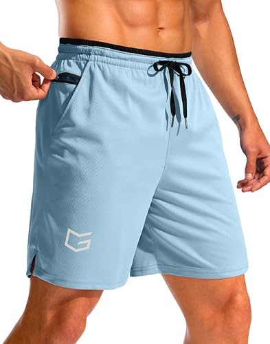 Men's running shorts, two inseams, light blue