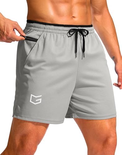 Men's running shorts, two inseams, llight grey