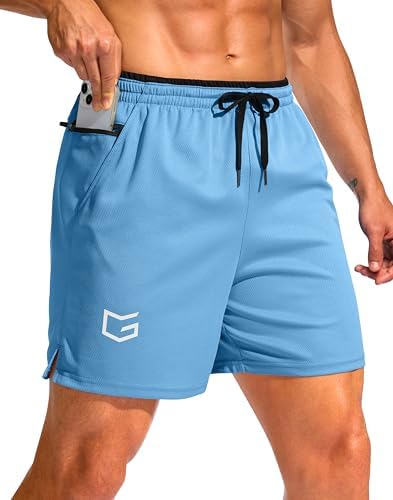 Men's running shorts, two inseams, sky blue