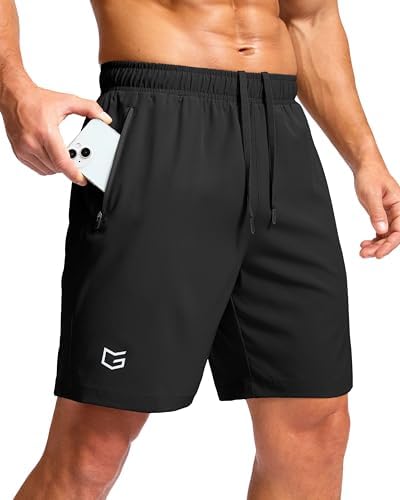 Men's running shorts, two zip pockets, black