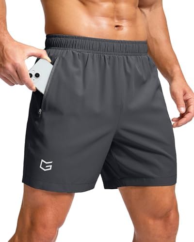 Men's running shorts, two zip pockets, dark grey