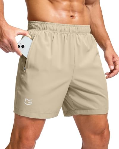 Men's running shorts, two zip pockets, khaki