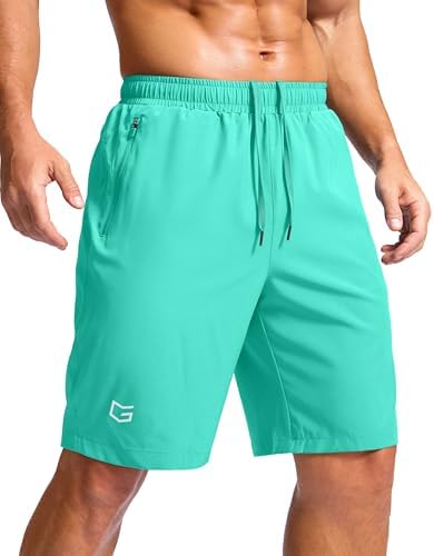 Men's running shorts, two zip pockets, light green