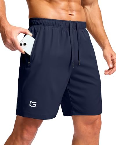Men's running shorts, two zip pockets, navy
