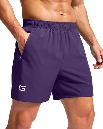 Men's running shorts, two zip pockets, purple