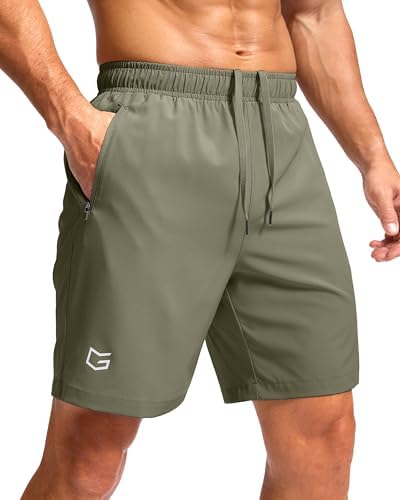 Men's running shorts, two zip pockets, sage green