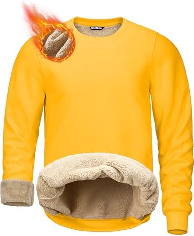 Men's sherpa-lined crewneck, bright yellow