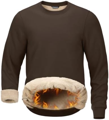 Men's sherpa-lined crewneck, brown