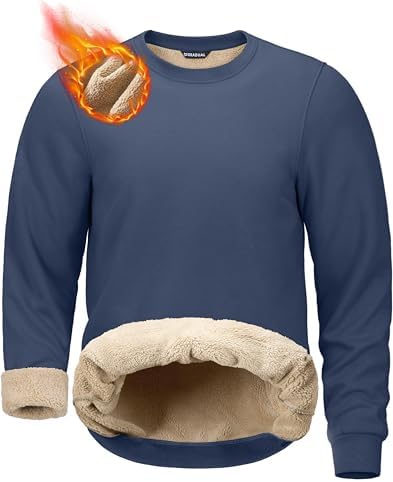 Men's sherpa-lined crewneck, dark blue