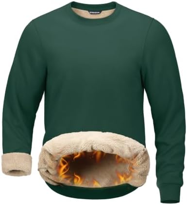 Men's sherpa-lined crewneck, dark forest green