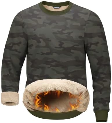 Men's sherpa-lined crewneck, green camo