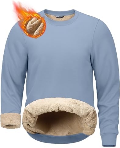 Men's sherpa-lined crewneck, haze blue