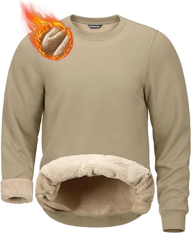 Men's sherpa-lined crewneck, khaki