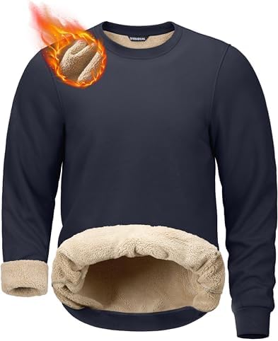 Men's sherpa-lined crewneck, navy