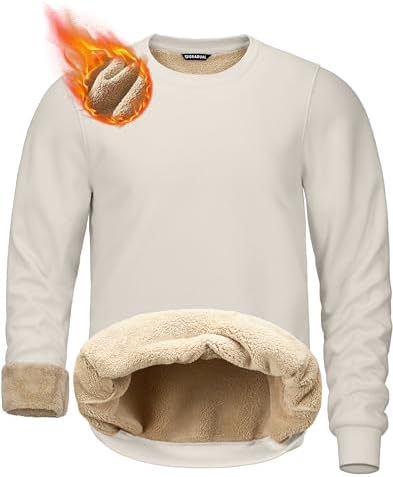 Men's sherpa-lined crewneck, off-white
