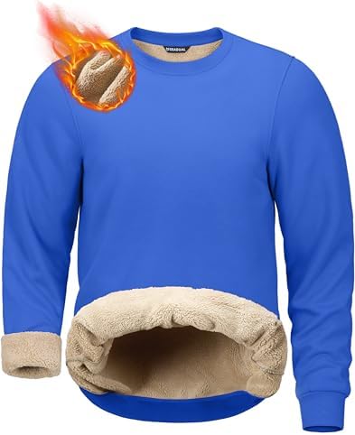 Men's sherpa-lined crewneck, victoria blue