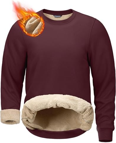 Men's sherpa-lined crewneck, wine