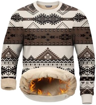 Men's sherpa-lined pullover, aztec