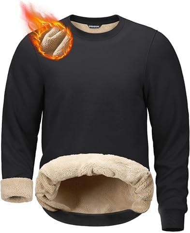 Men's sherpa-lined pullover, black