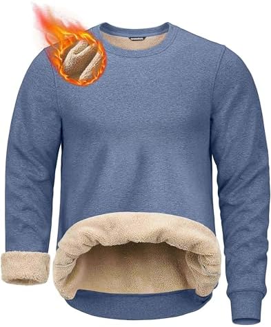 Men's sherpa-lined pullover, heather blue grey