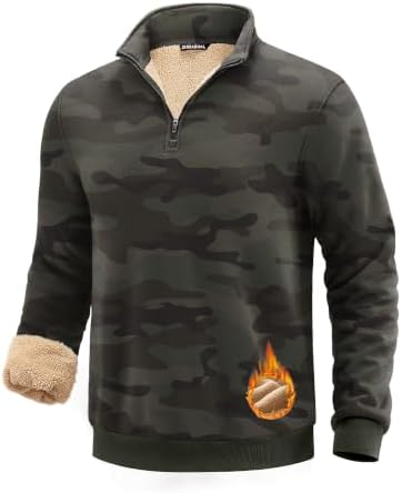 Men's sherpa-lined quarter zip, green camo