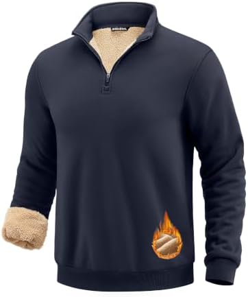 Men's sherpa-lined quarter zip, navy