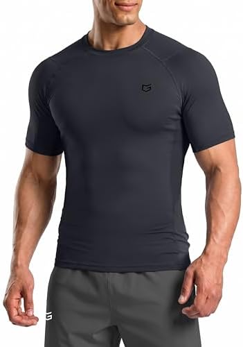 Men's short sleeve compression tee, dark grey