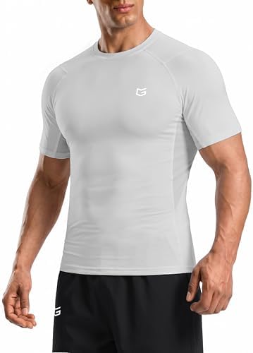 Men's short sleeve compression tee, gull gray