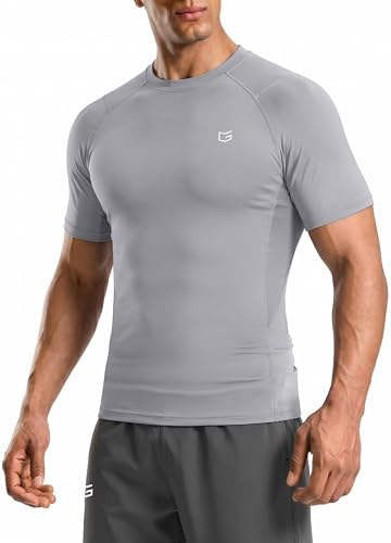 Men's short sleeve compression tee, light grey