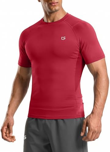 Men's short sleeve compression tee, red