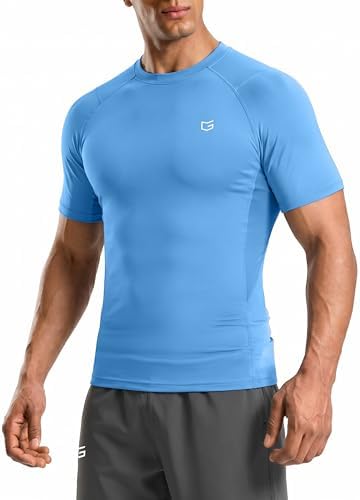 Men's short sleeve compression tee, sky blue