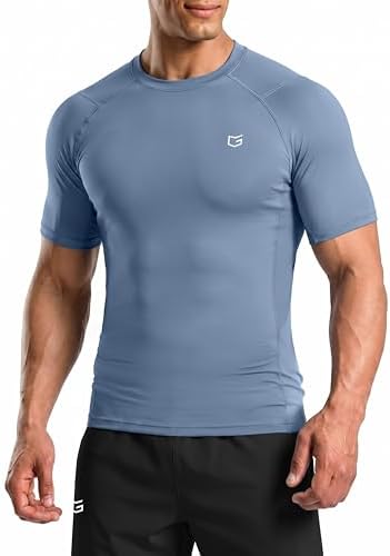 Men's short sleeve compression tee, slate blue